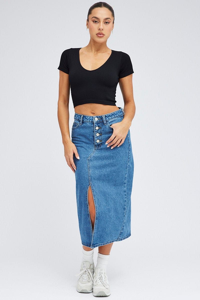 Black T Shirt Short Sleeve V Neck Seamless