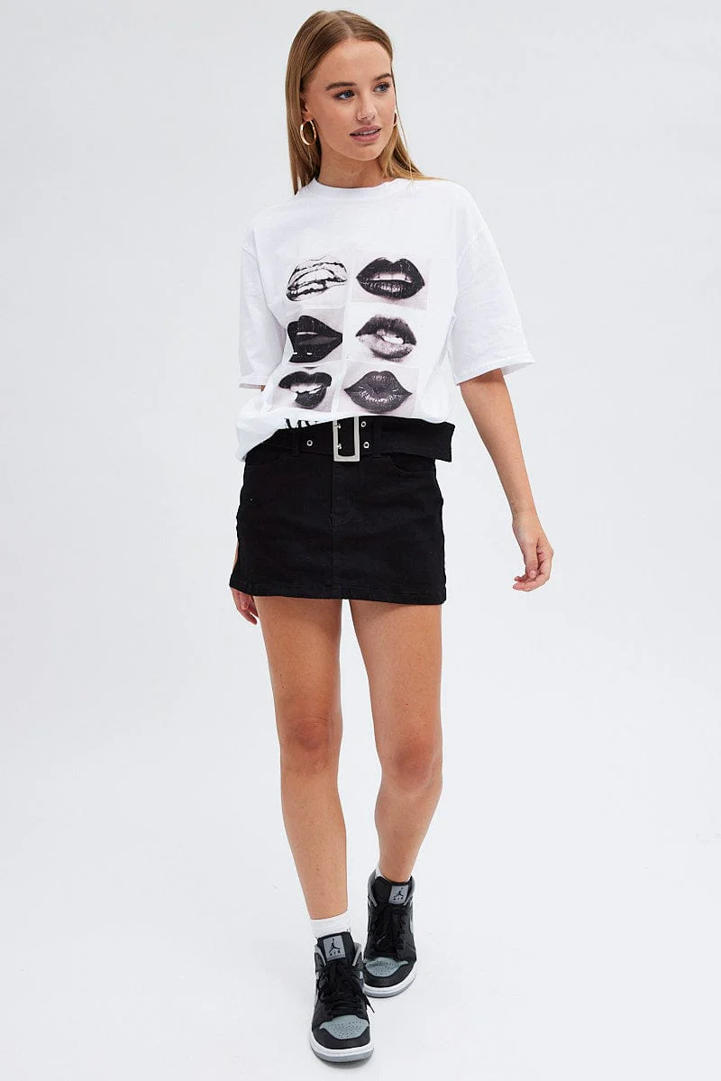 White Graphic Tee Short Sleeve