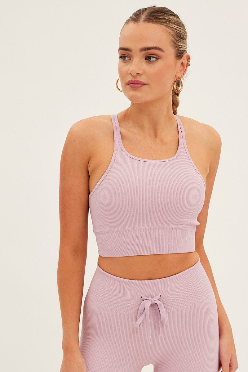 Purple Seamless Activewear Singlet Basic Top