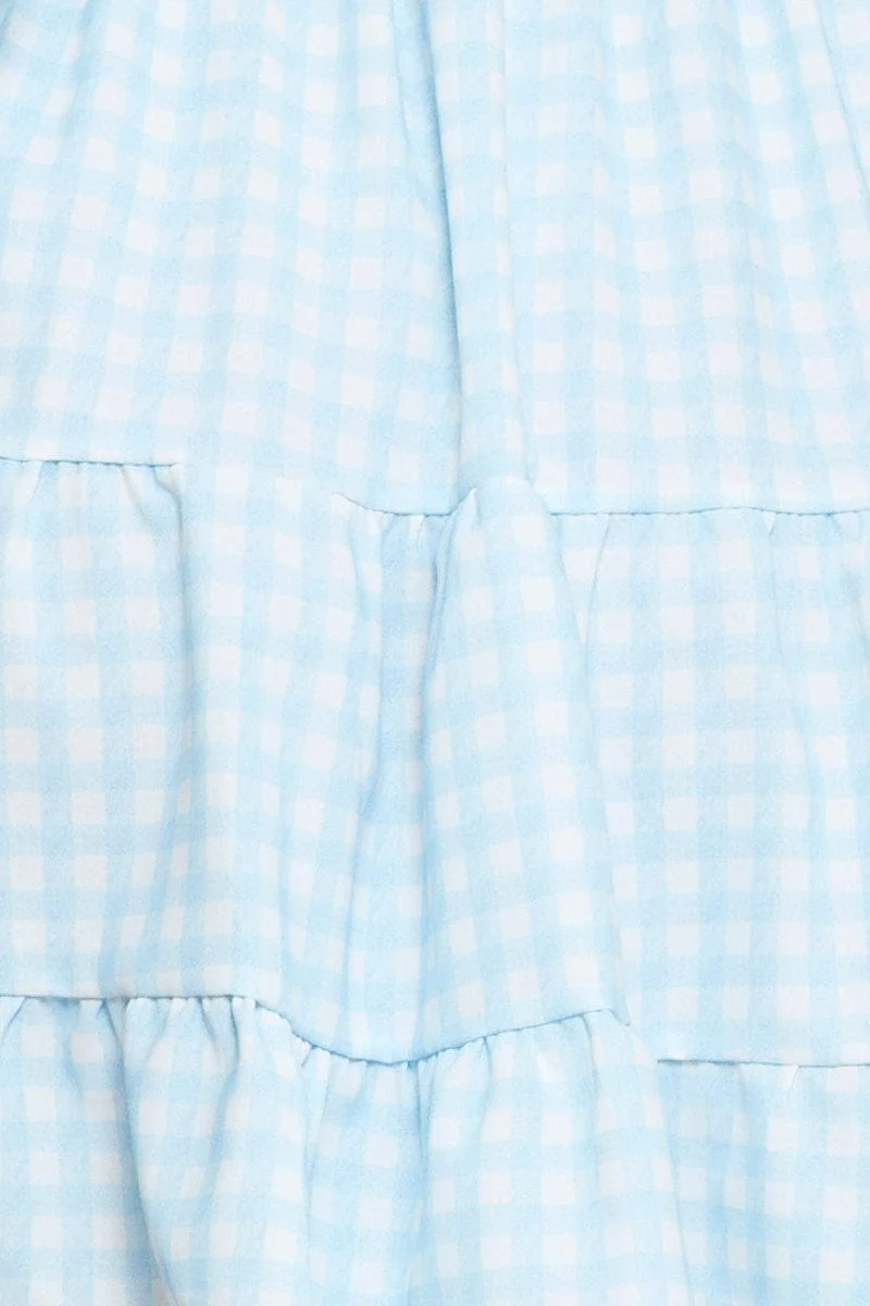 Check Fit And Flare Dress Long Sleeve Sweetheart Neck