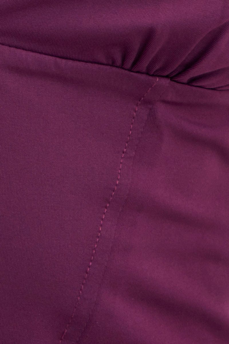 Purple Corset Detail Top Sleeveless Crop Slinky Jersey