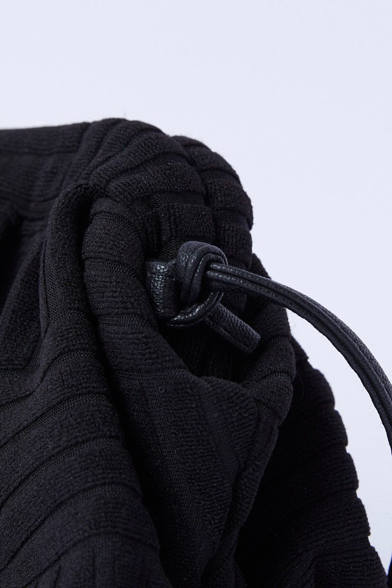 Black Toweling Detail Crossbody Bag