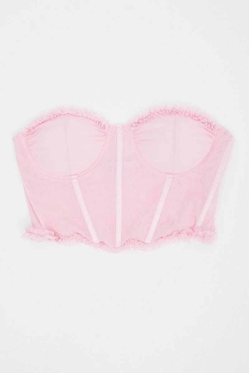 Pink Mesh Corset Top Lingerie