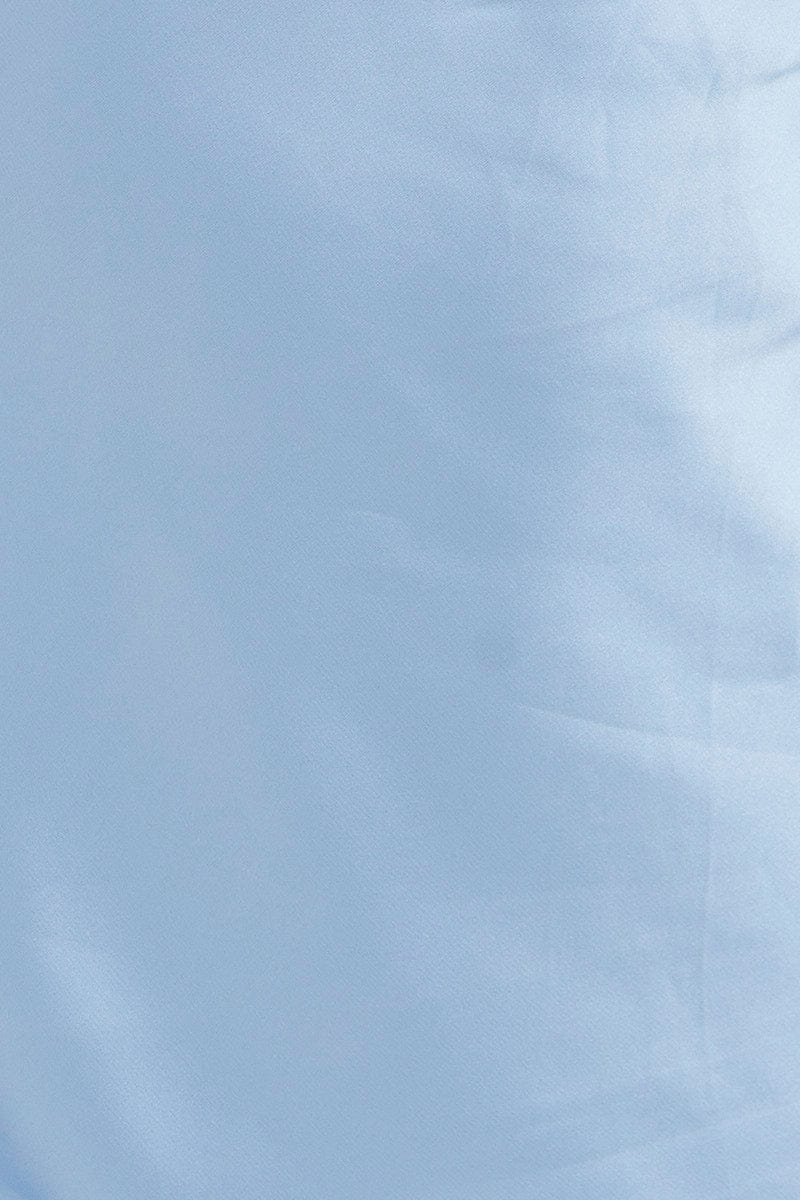 Blue Satin Dress Maxi Strapless