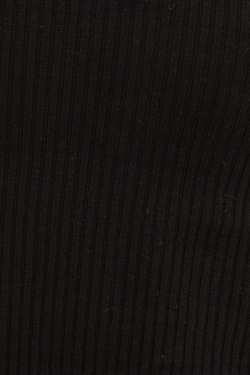 Black Rib Jersey Short Sleeve Cut Out Top