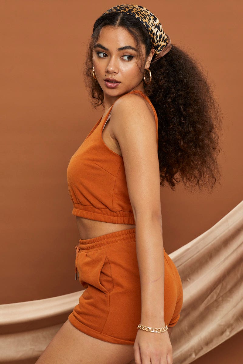 Beige Sweat Crop Top