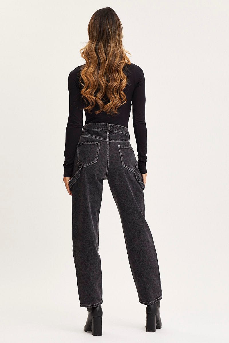 Black Carpenter Denim Jeans High Rise