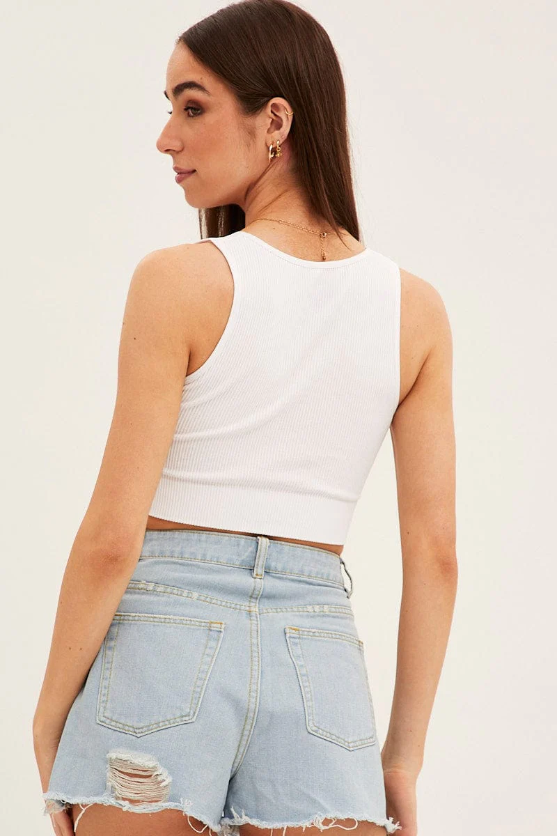 White Tank Top Sleeveless Seamless