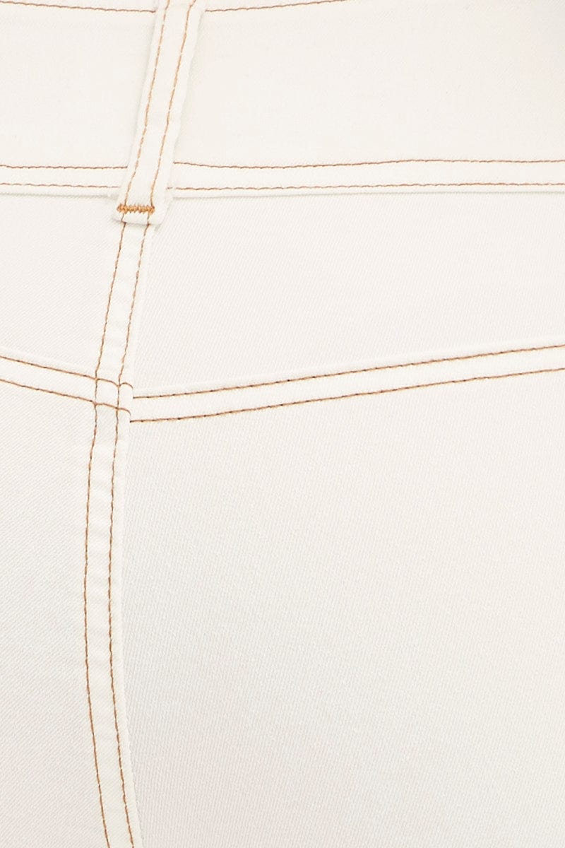 White Low Waist Belted Flared Jeans