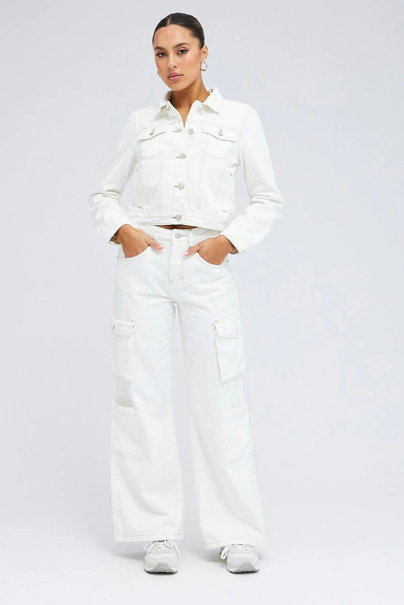 White Denim Crop Jacket