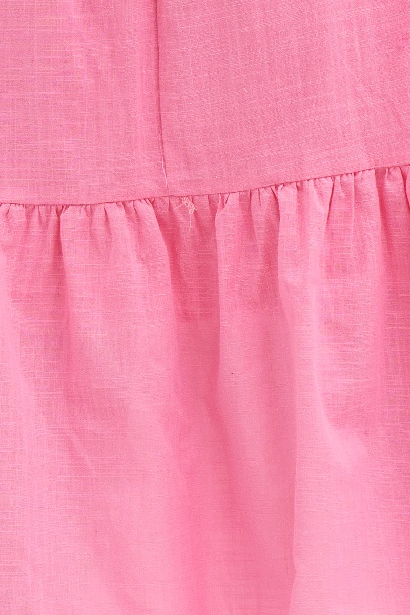 Pink Dress Puff Sleeve Maxi