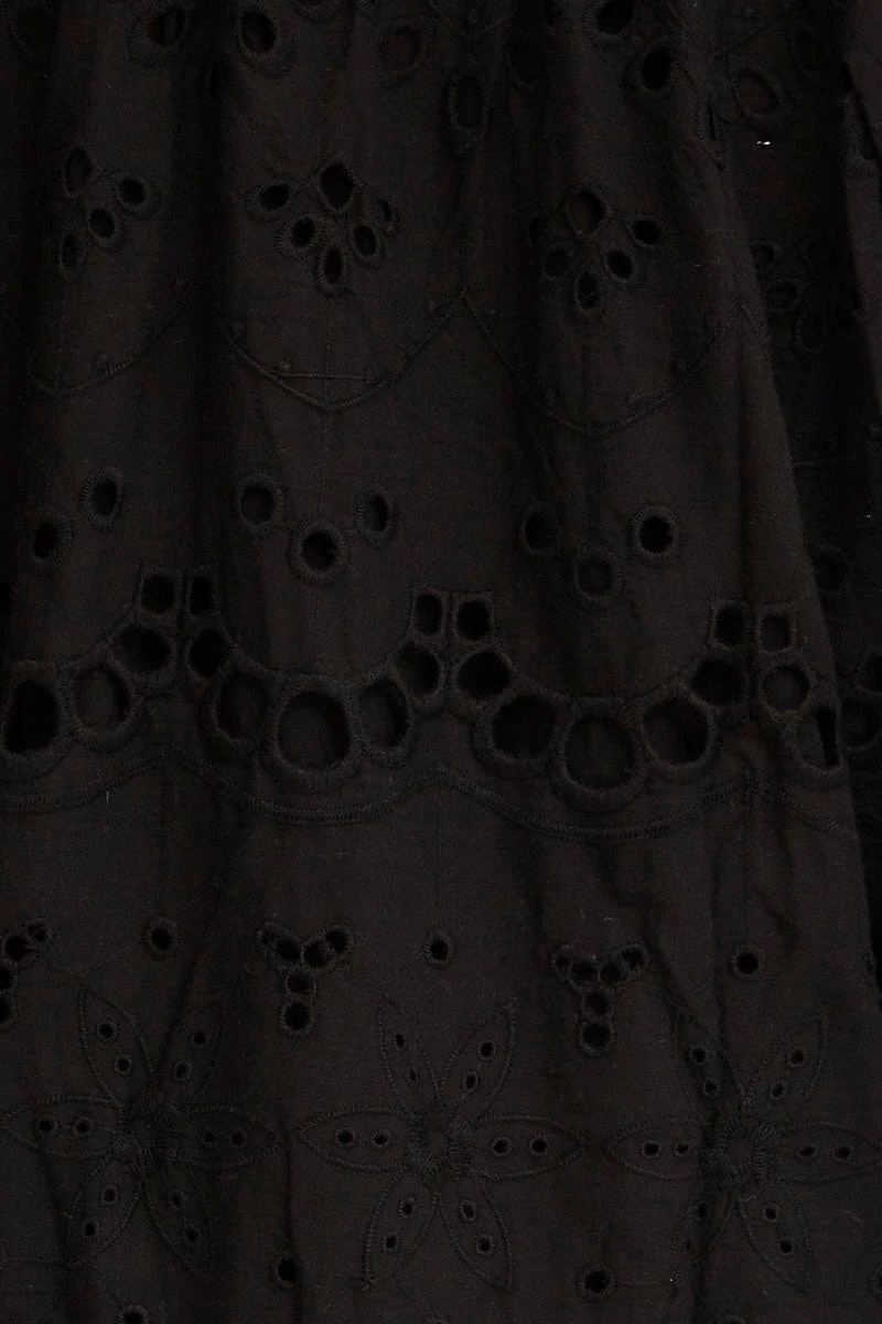 Black Fit And Flare Dress Short Sleeve V Neck