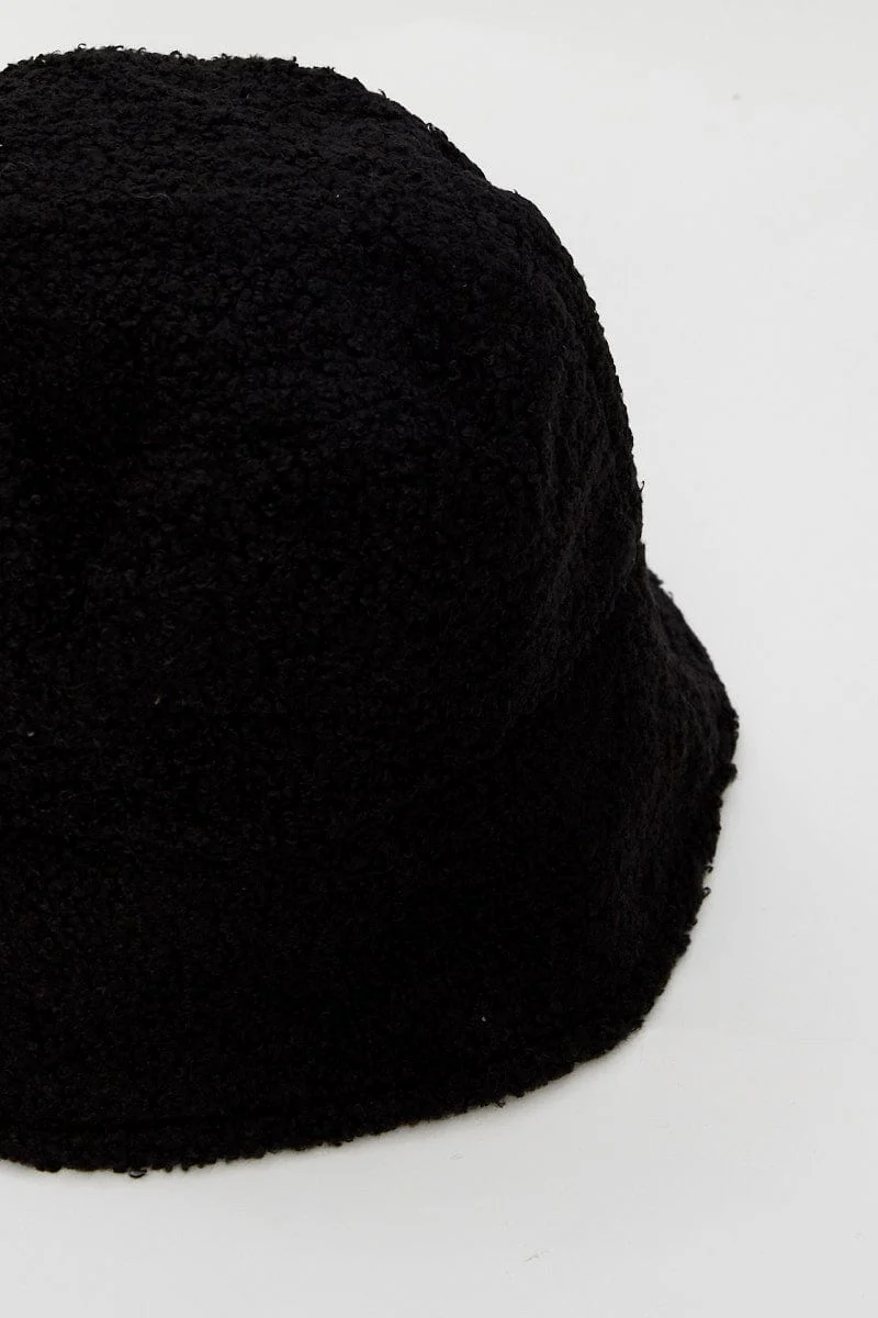 Black Fuzzy Bucket Hat