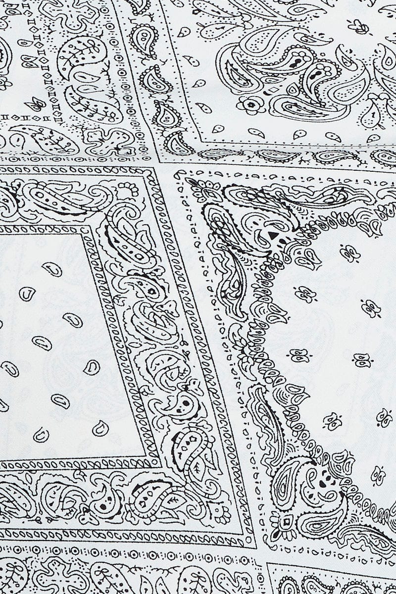 Print Scarf Top Crop Cowl Neck