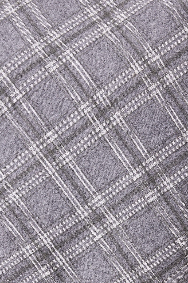 Grey Check Mini Skirt High Rise