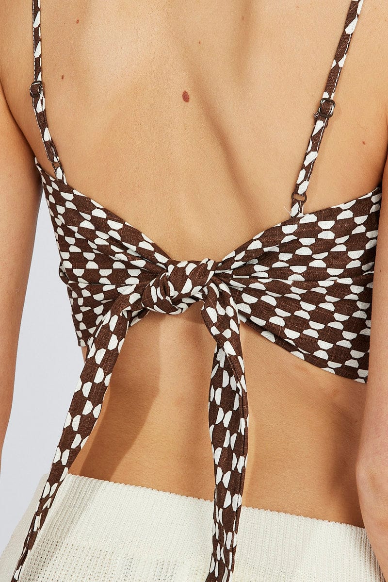 Brown Geo Scarf Cami Top Singlet