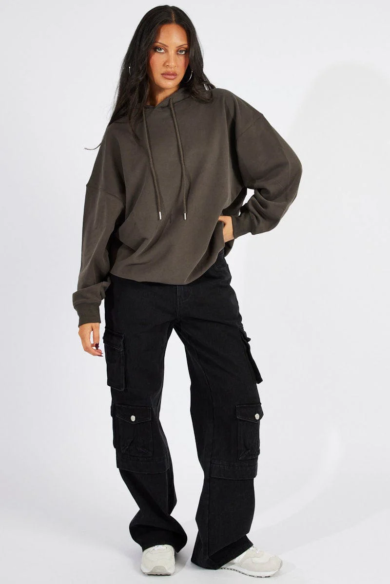 Grey Hoodie Sweater Long Sleeve Graphic
