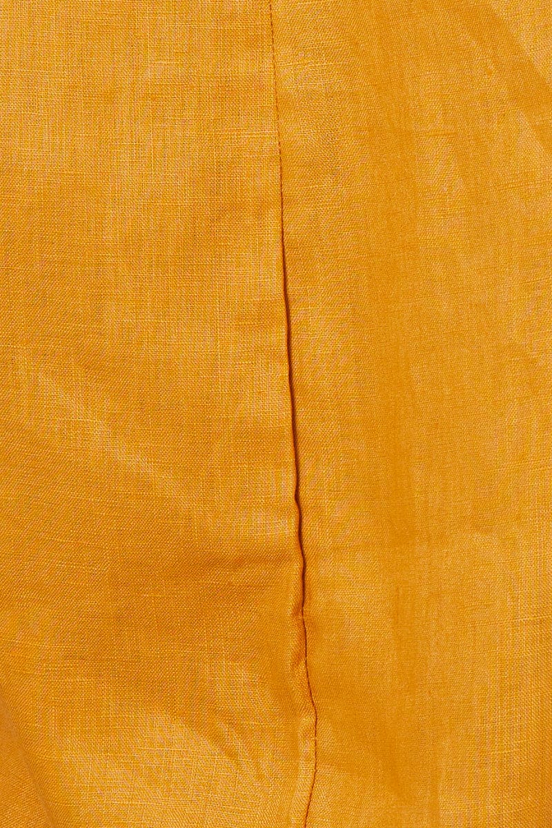 Yellow Crop Top Short Sleeve Relaxed Linen