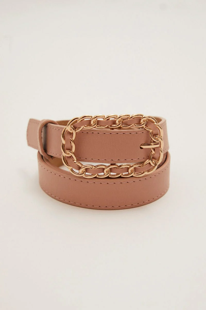Pink Braid Buckle Belts