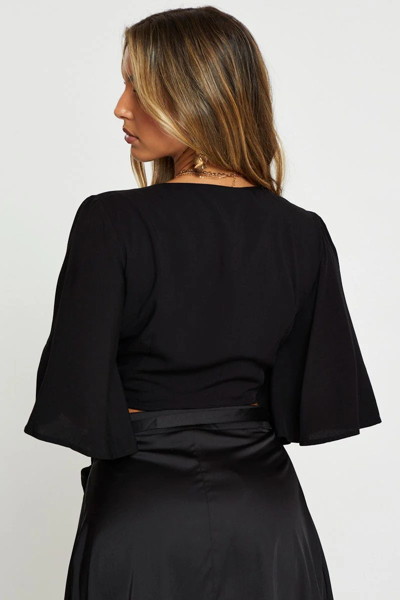 Black Crop Bolero Short Sleeve