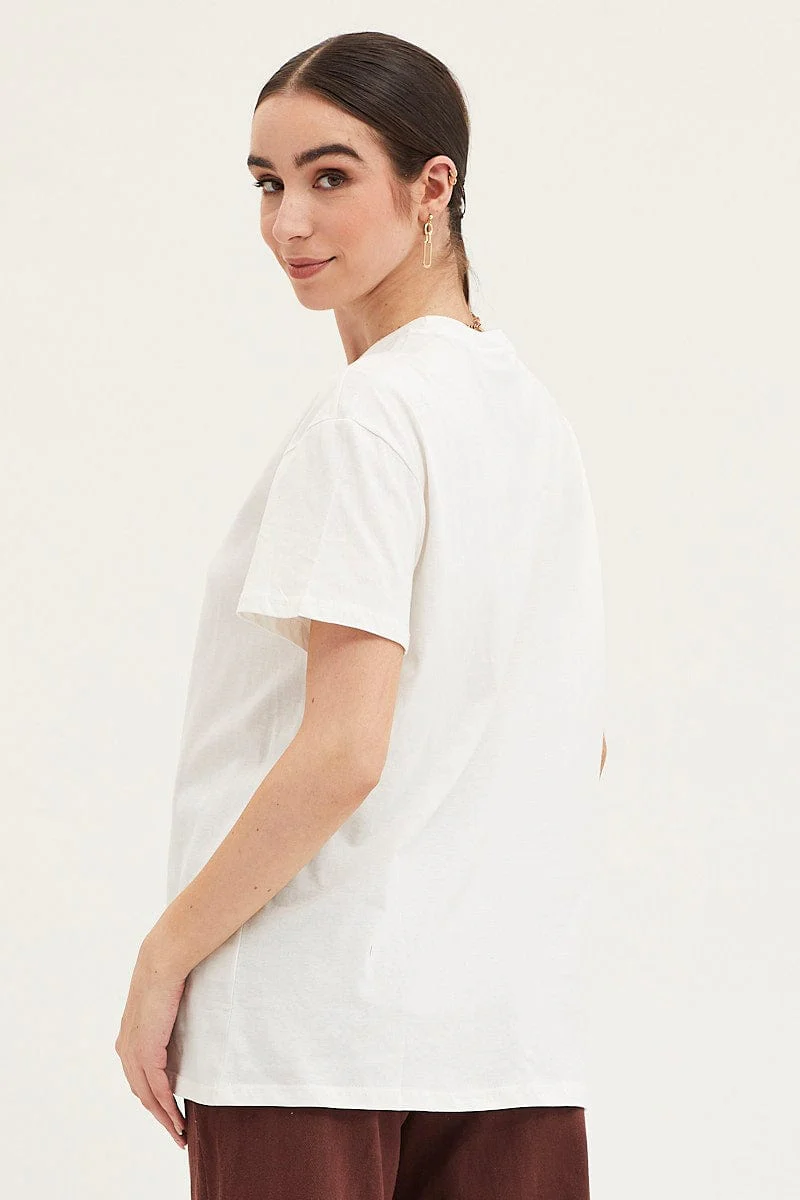 White Graphic T Shirt Short Sleeve