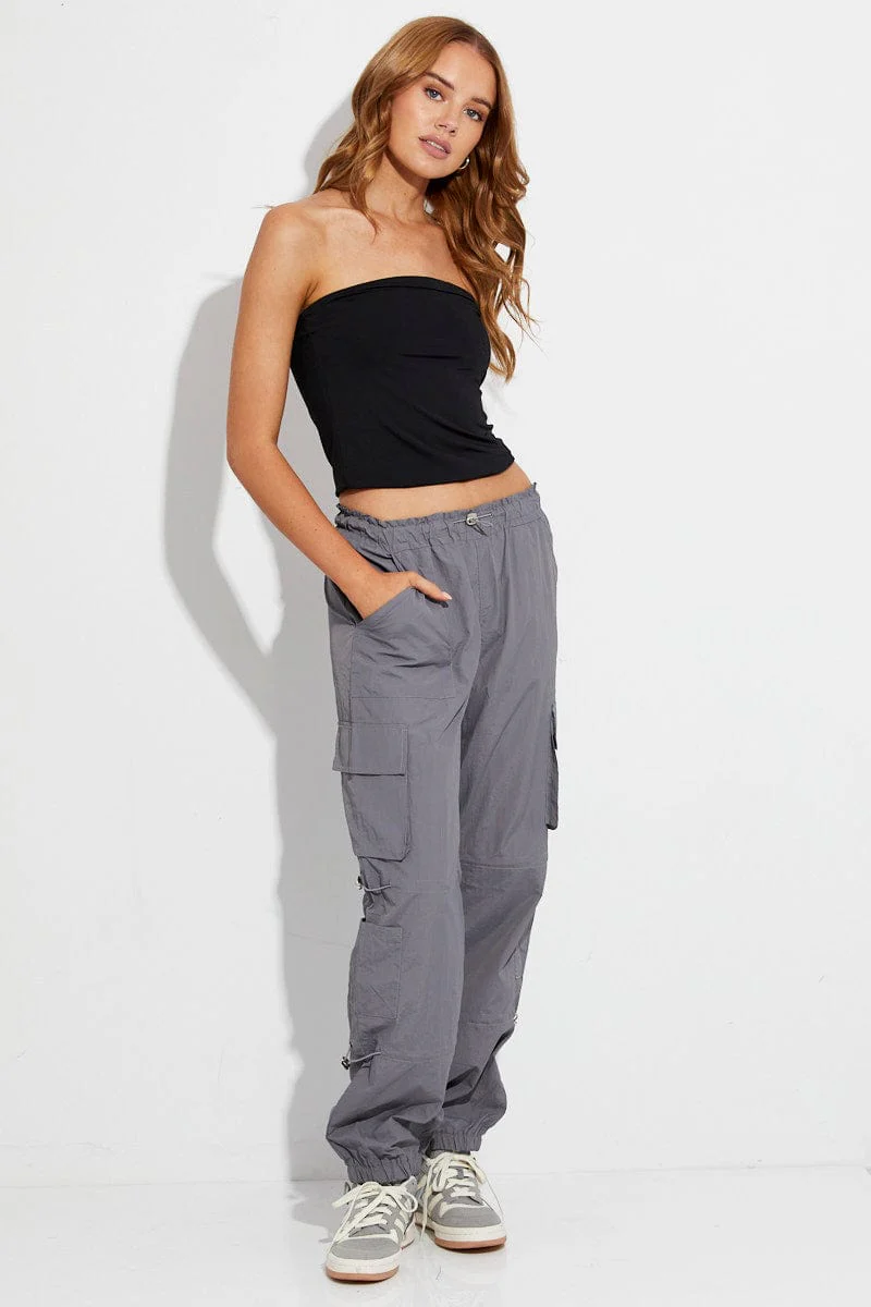 Black Bandeau Top Sleeveless Strapless Longline Nylon