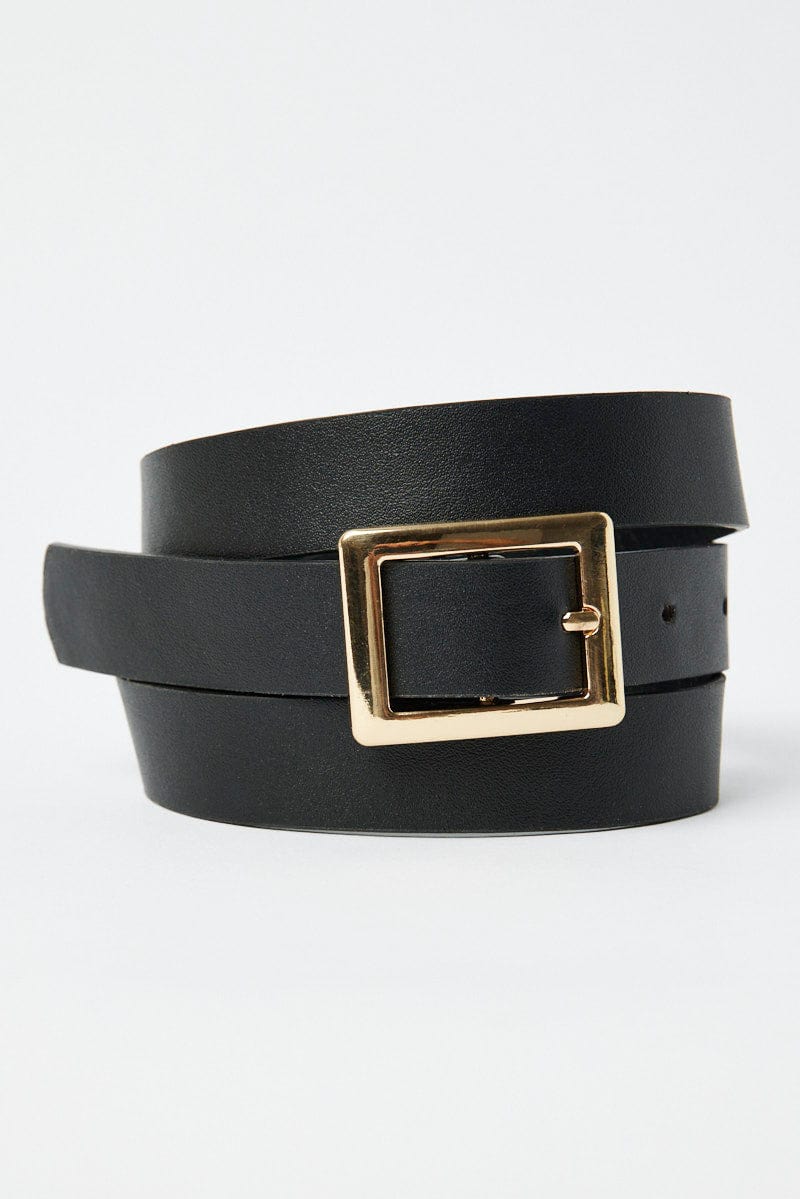 Black Square Buckle Belt