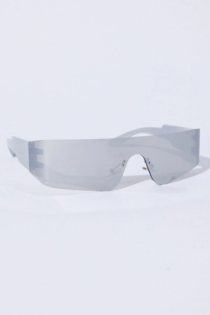 Silver Wrap Visor Sunglasses