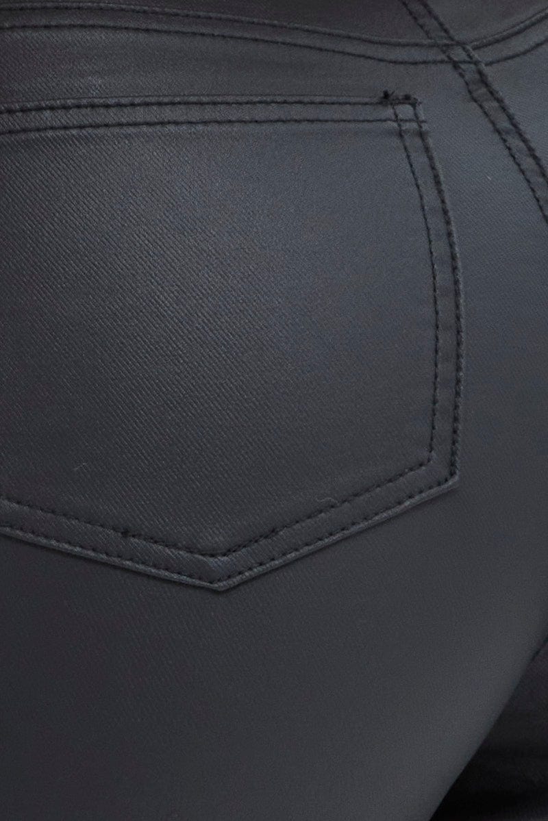 Black Flare Denim Jeans Coated High rise