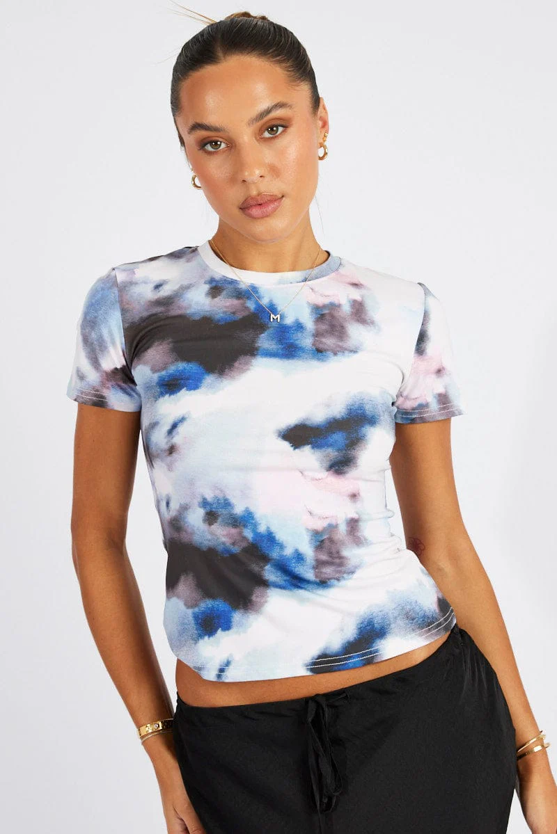 Multi Abstract Supersoft Top Short Sleeve