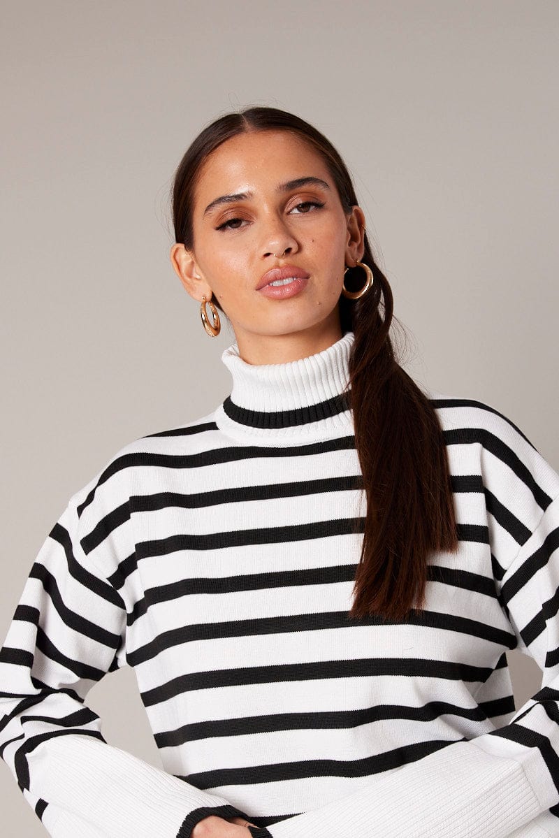 White Stripe Knit Jumper