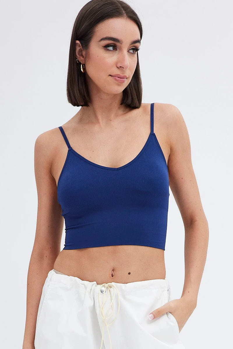 Blue Crop Singlet Top Seamless