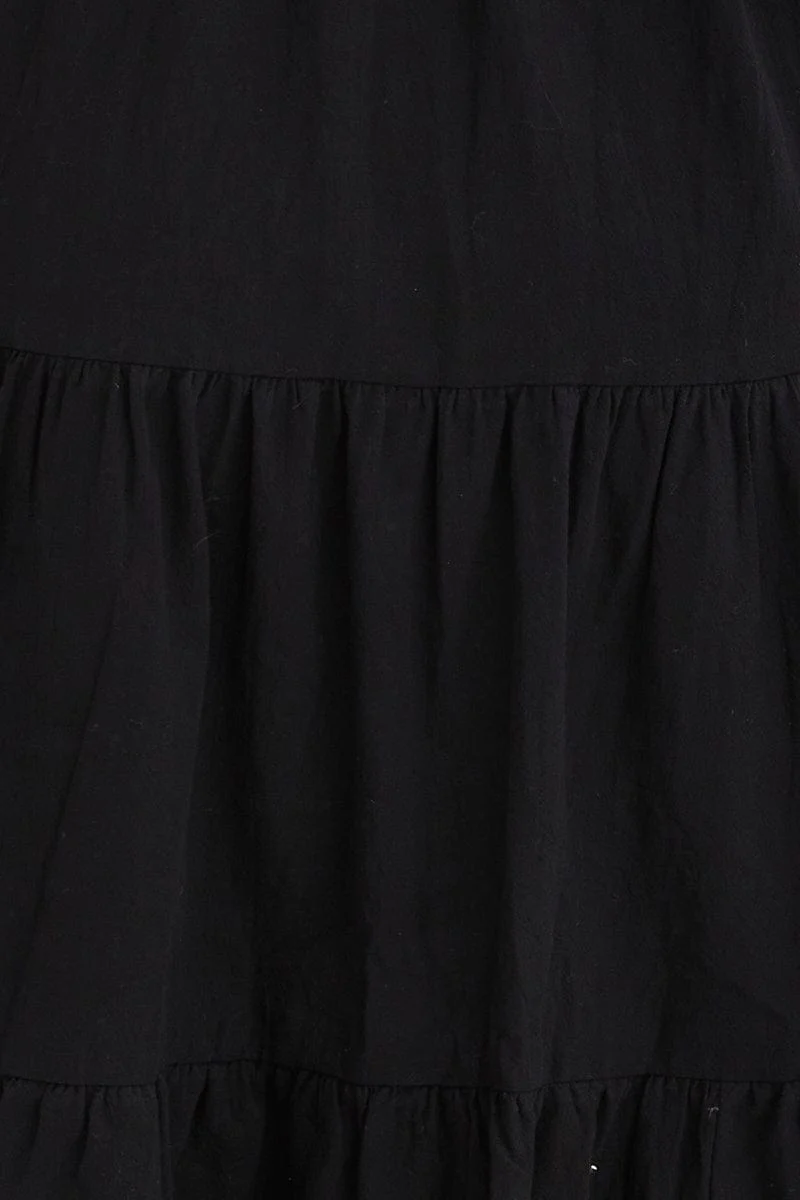 Black Dress One Shoulder Midi