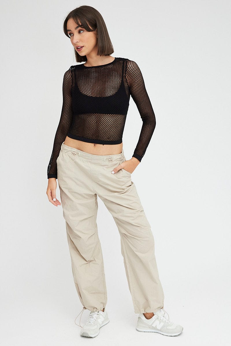 Black Fishnet Top Long Sleeve