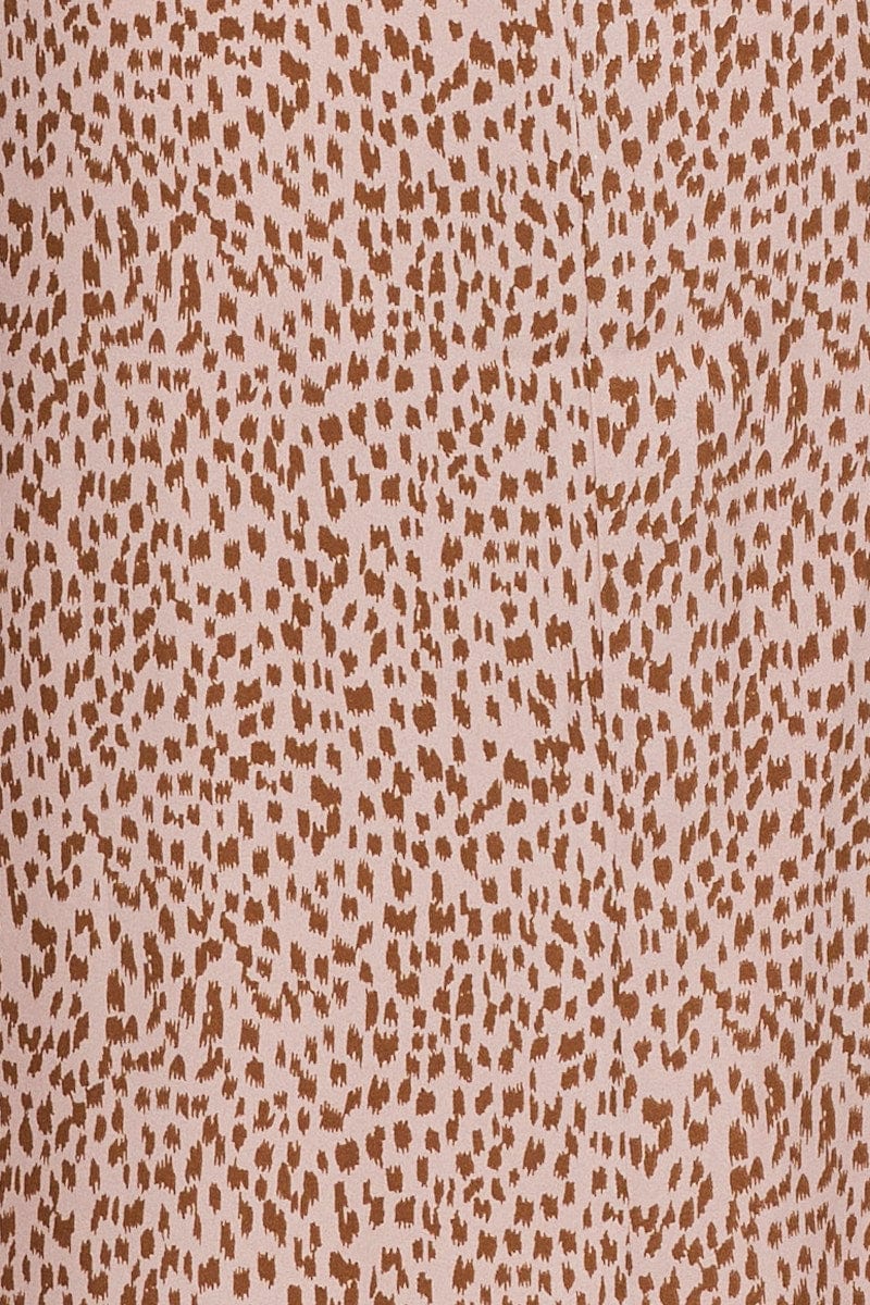 Print Maxi Dress Short Sleeve Square Neck