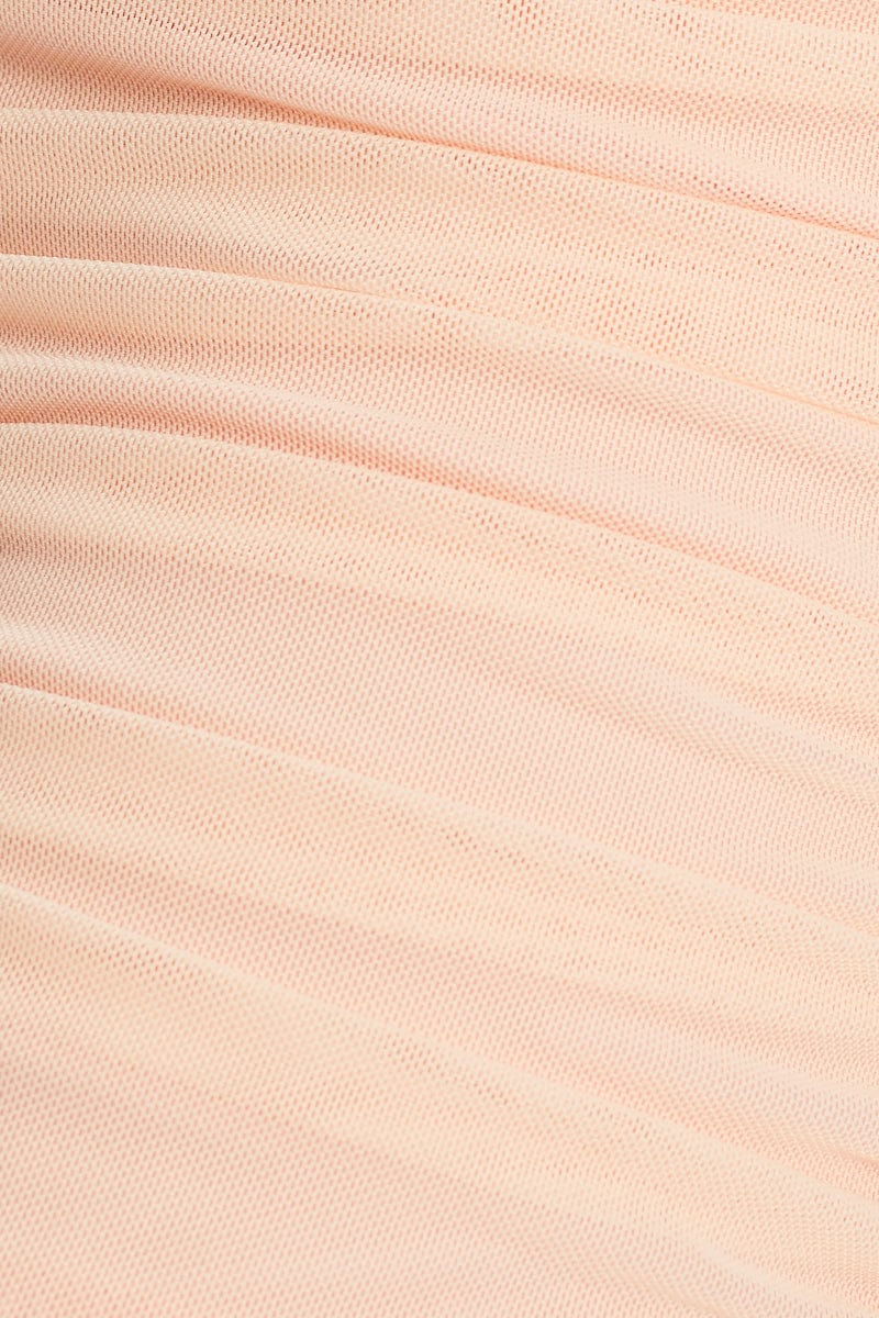 Orange Ruched Mesh Shorts