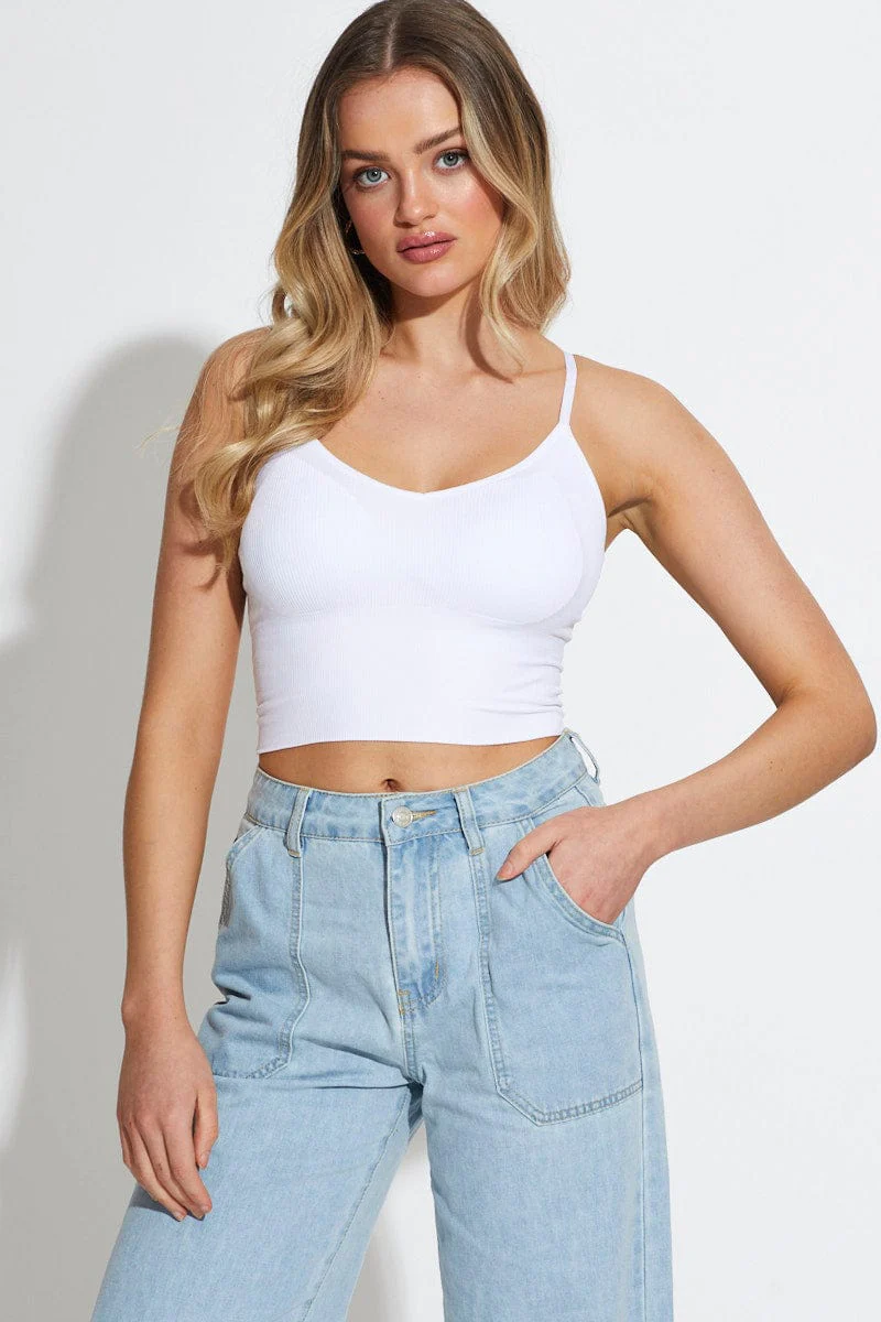 White Crop Top Seamless