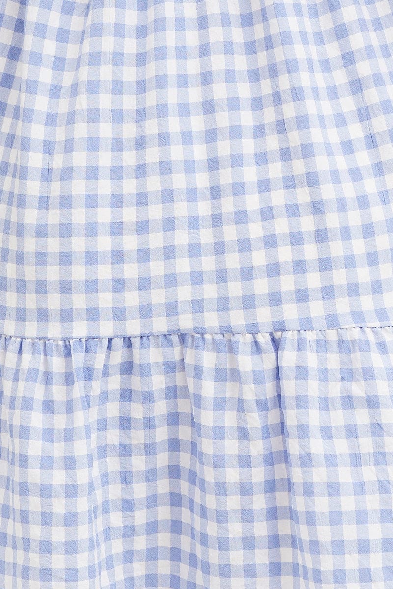 Check Shirred Bust Mini Dress