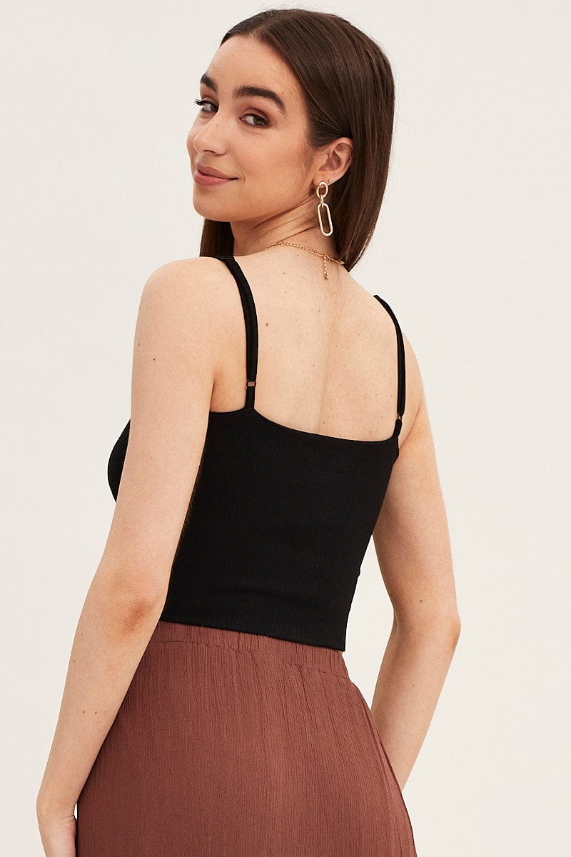 Black Cotton Singlet Stretch