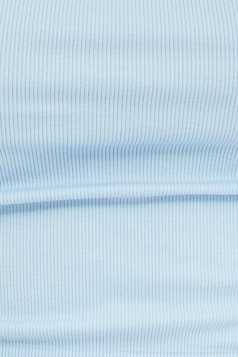 Blue Singlet Top Round Neck Seamles