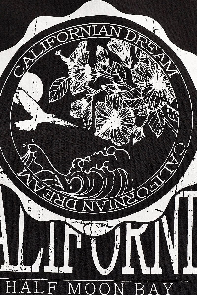 Black Crew Cropped Graphic T-Shirt