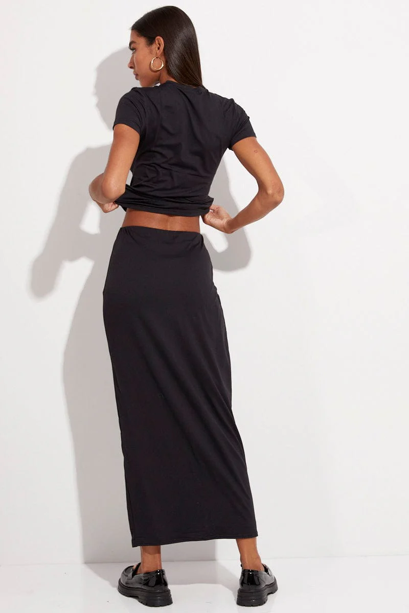 Black Supersoft Slim Fit Maxi Skirt