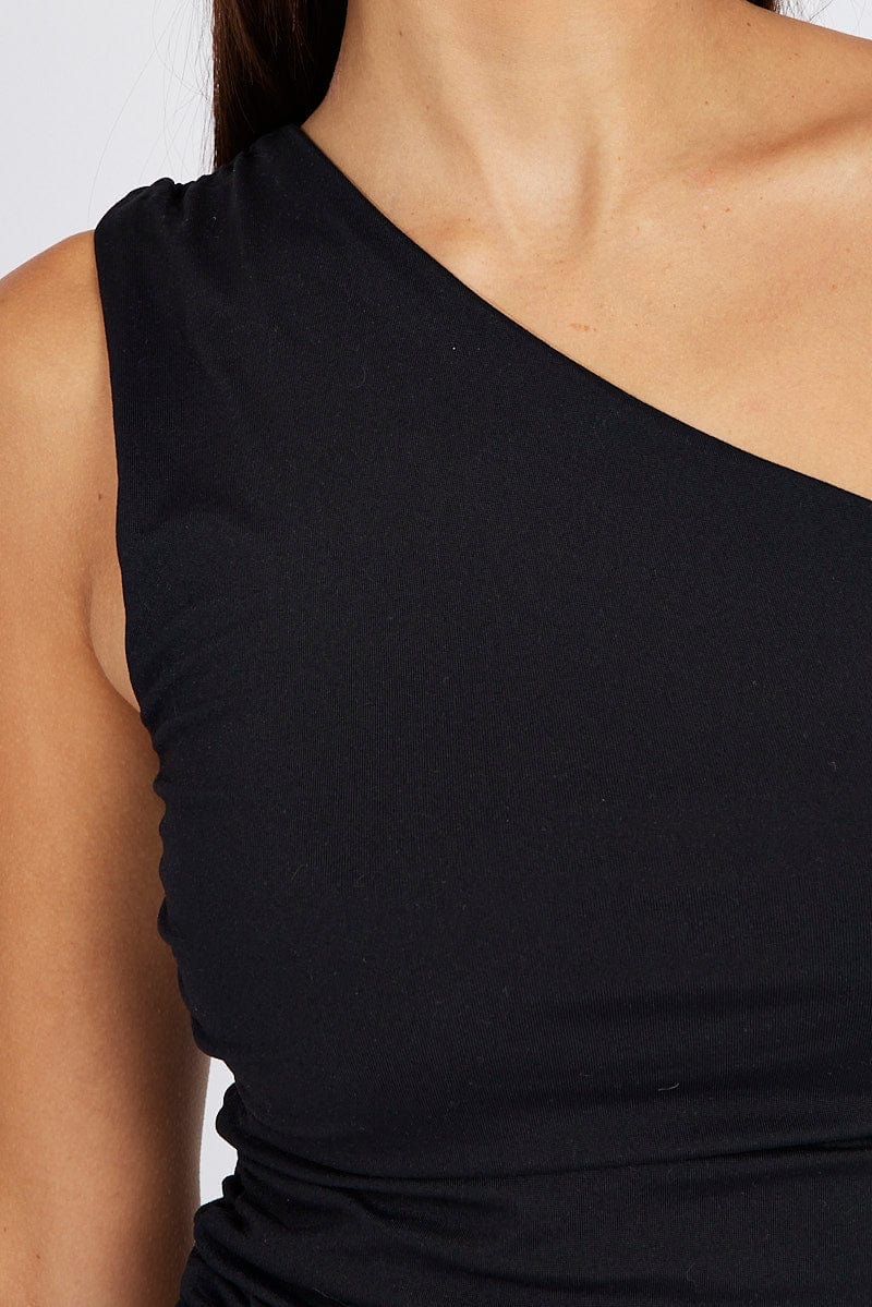 Black Supersoft Top One Shoulder