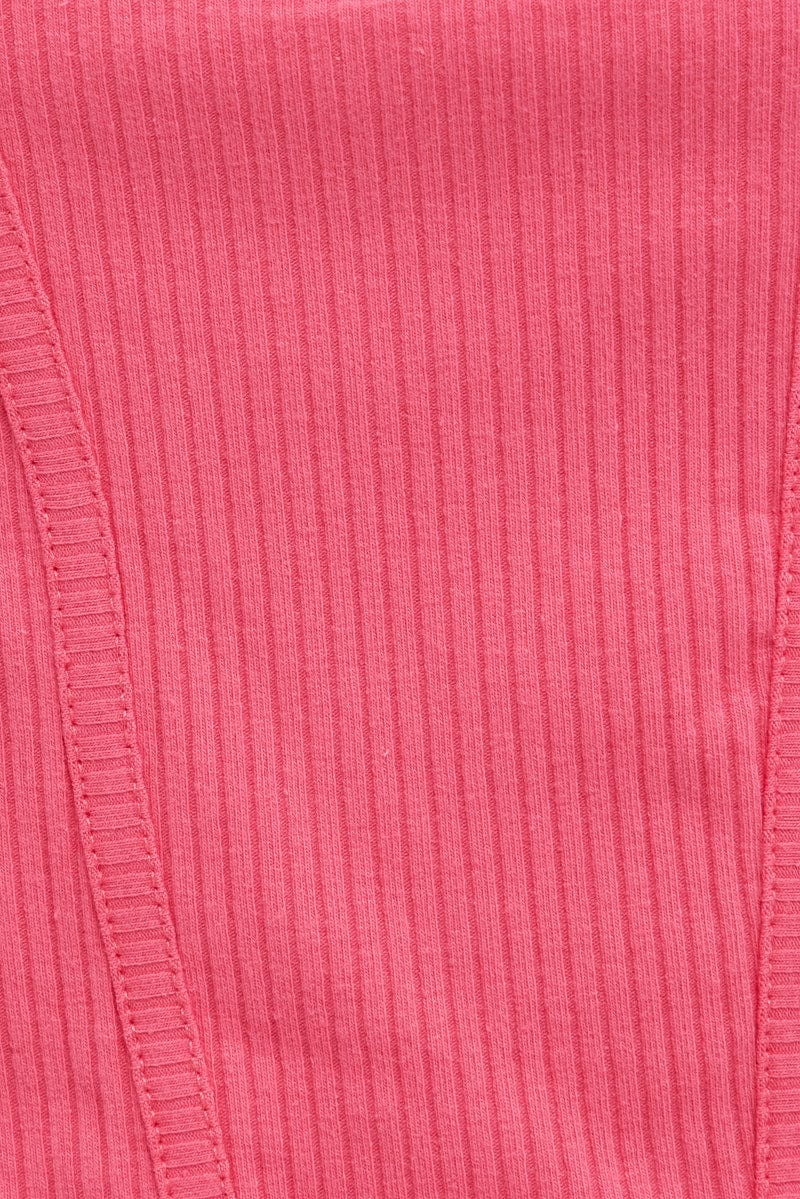 Pink Corset Singlet Sleeveless Scoop Neck Rib Jersey