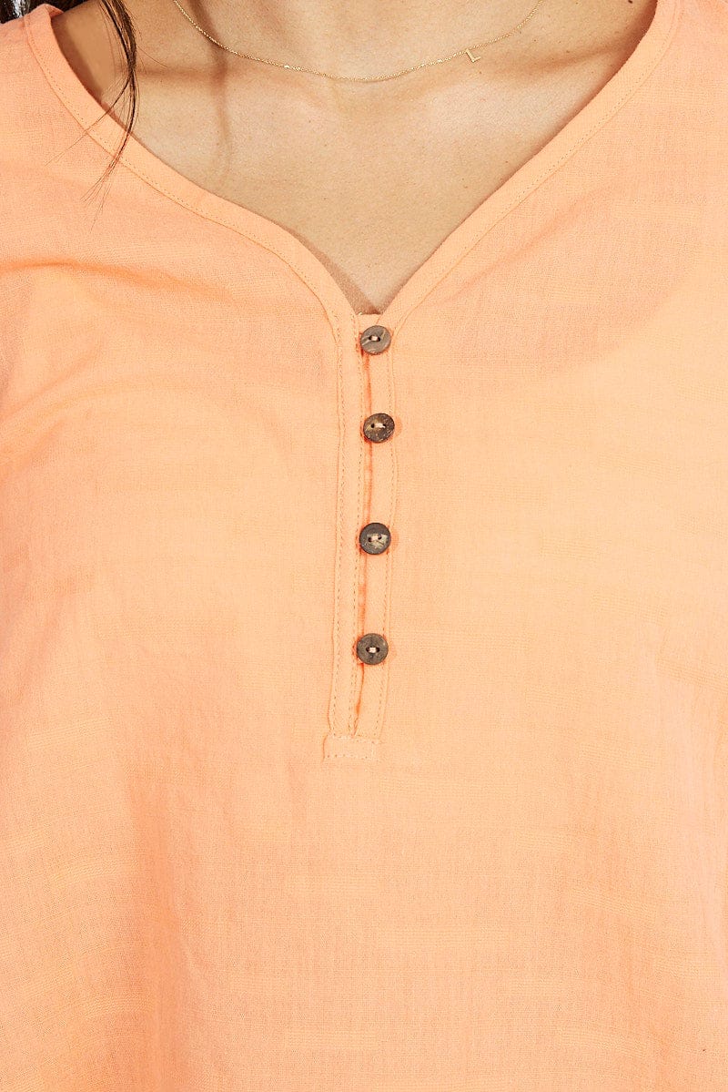 Brown Top lace details sleeve texture cotton