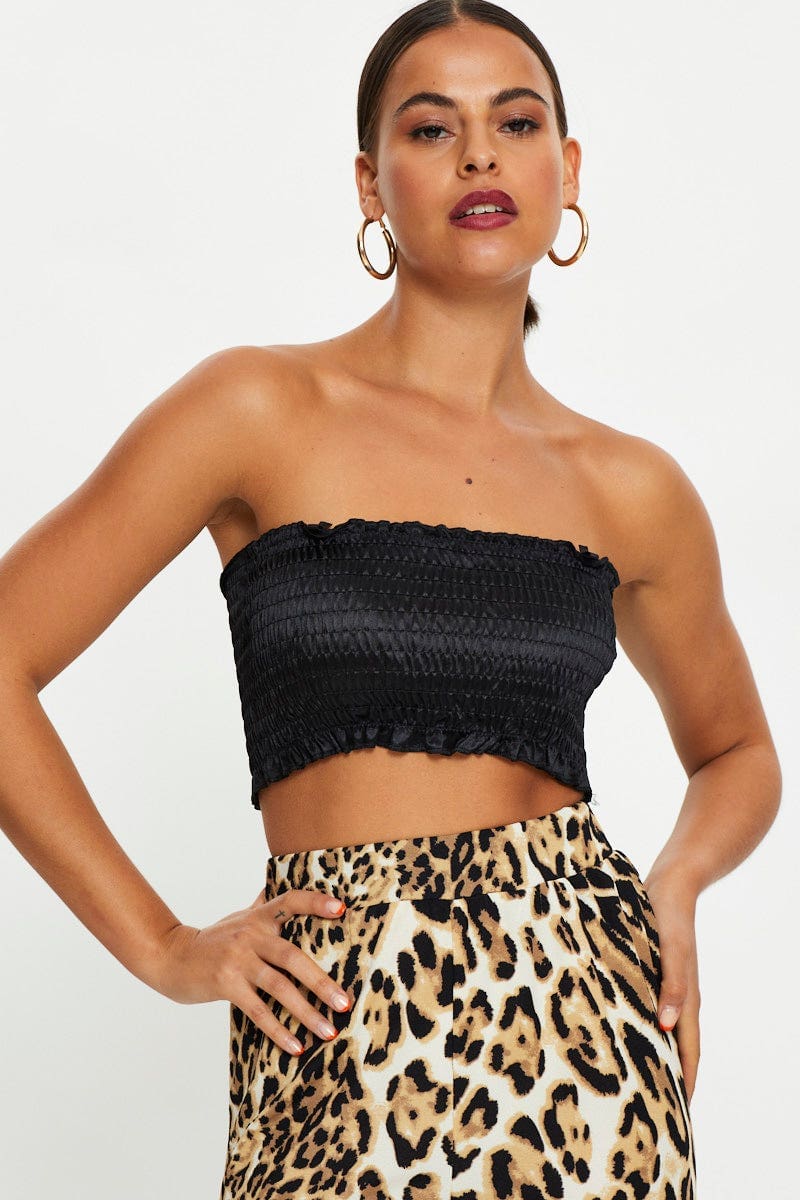 Black Shirred Cami
