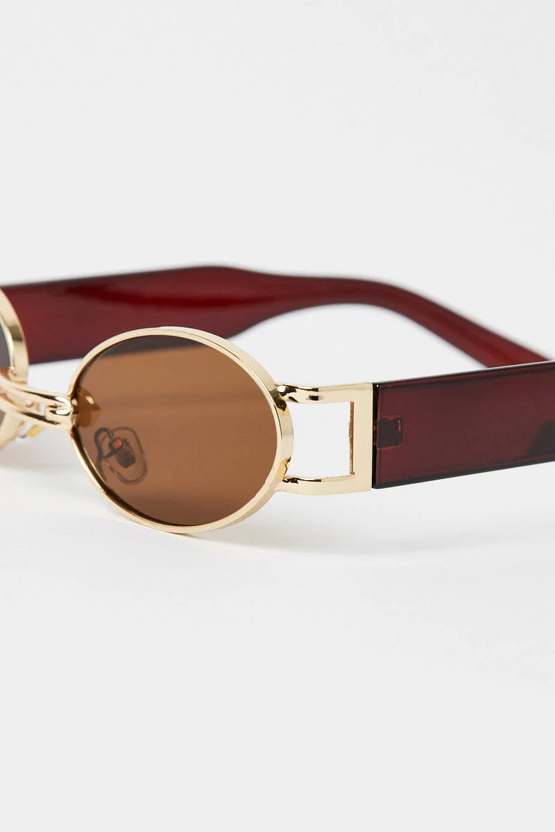 Brown Oval Sunglasses