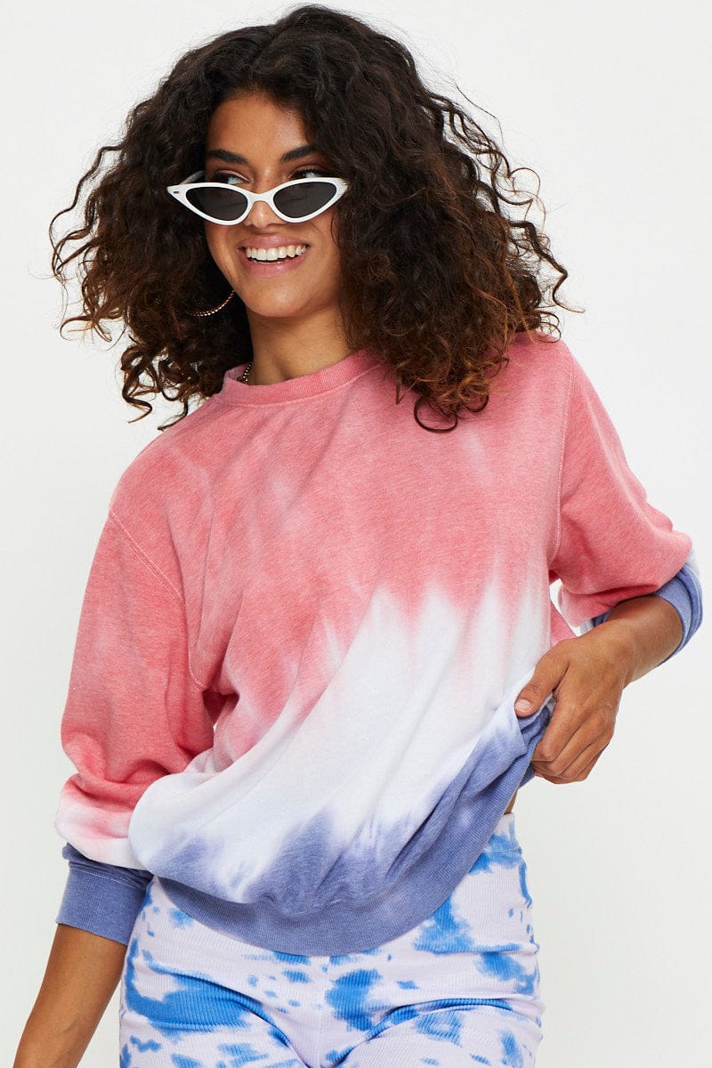 Multi Long Sleeve Tie Dye Sweat