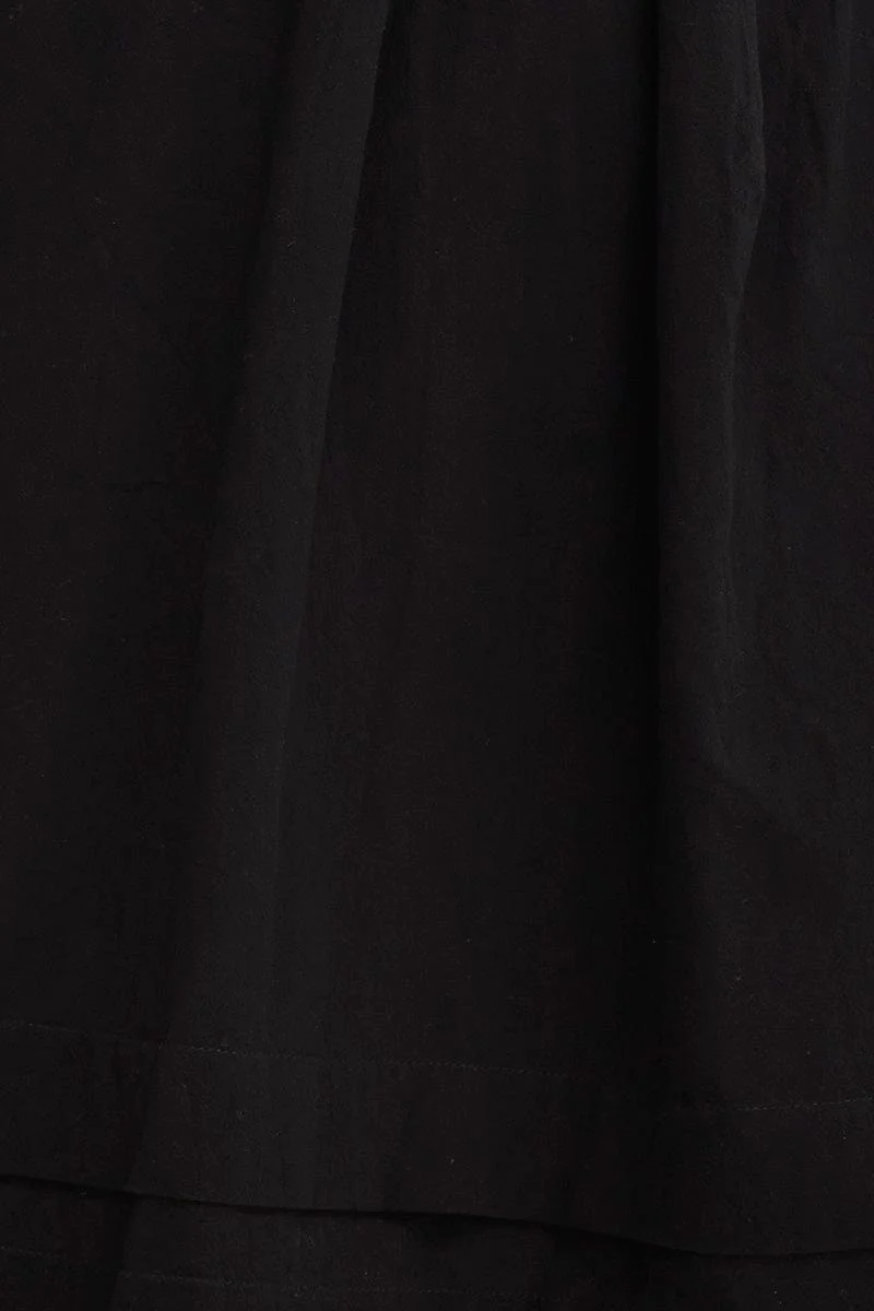 Black Short Sleeve Ruched Midi Dress