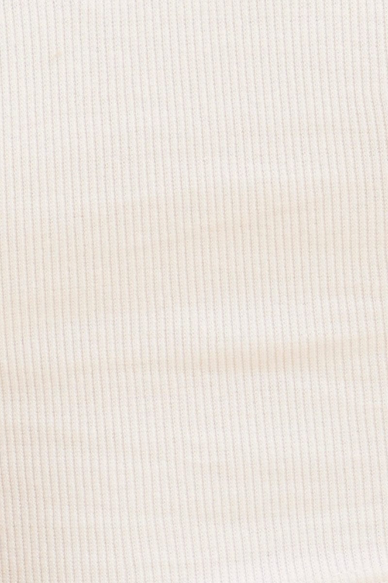 White Cropped Tank Cotton Blend Rib Racer Back